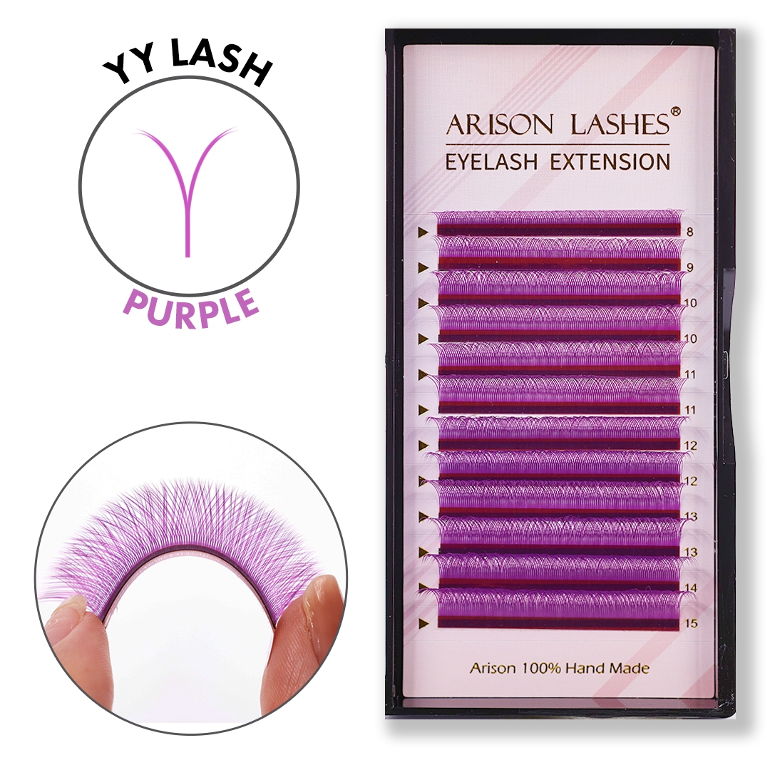 Purple YY Eyelash Extensions - 0.07mm – Arison Lashes