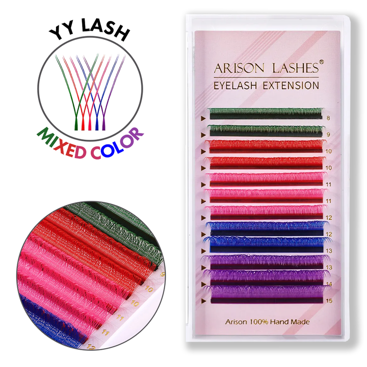 Mixed Colored YY Lash Extensions Tray | ARISON LASHES®