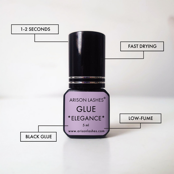 ELEGANCE Eyelash Extension Glue: Low-Fume, 1 Sec Drying