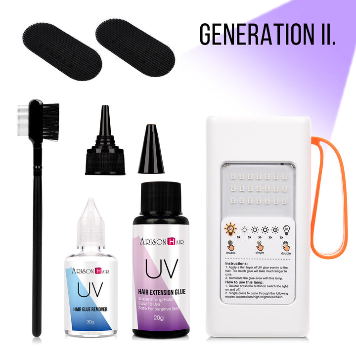 UV Hair Extension System Kit (Glue, Remover & Tools)