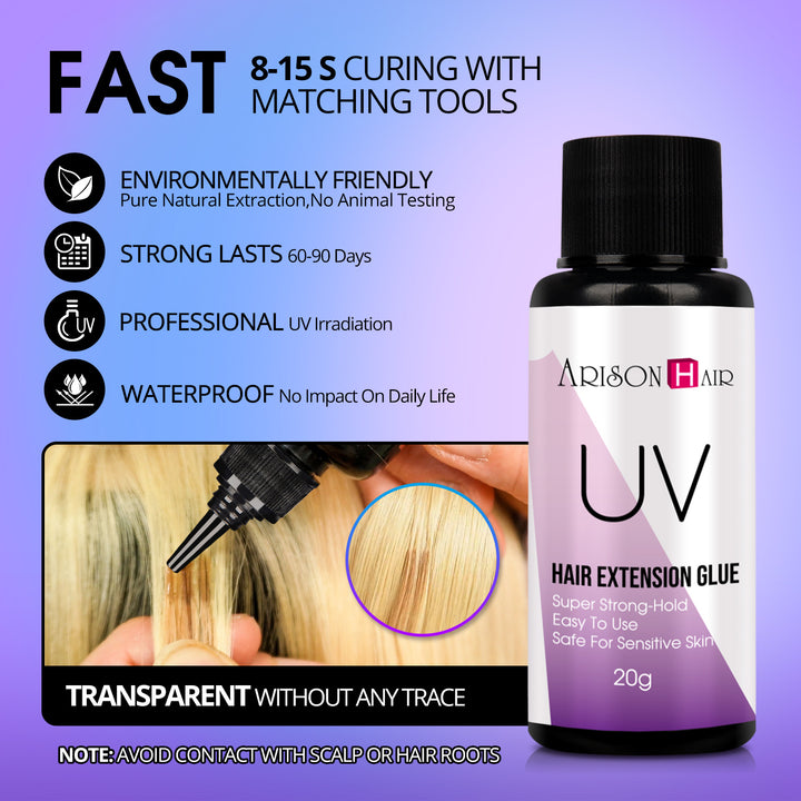 UV Hair Extension System Kit (Glue, Remover & Tools)