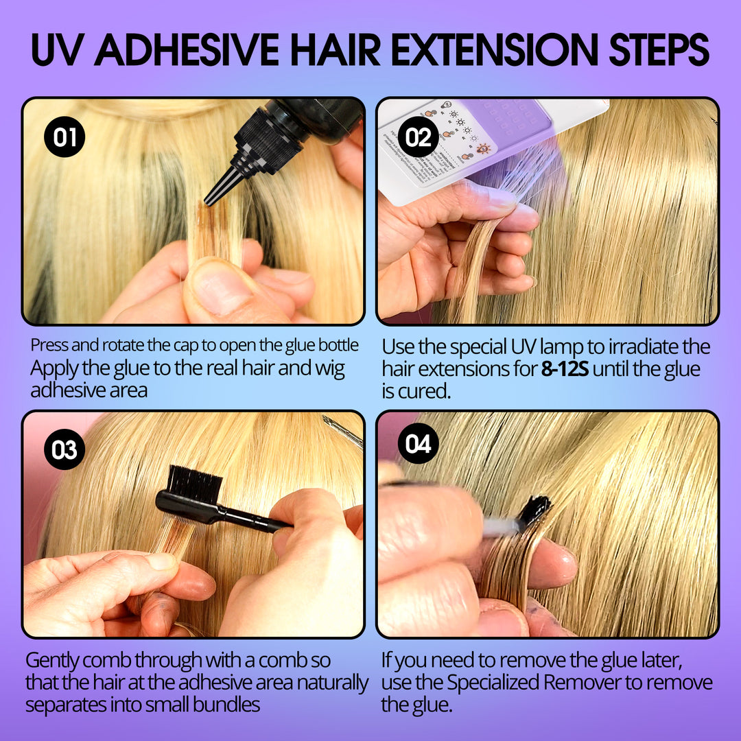 UV Hair Extension System Kit (Glue, Remover & Tools)