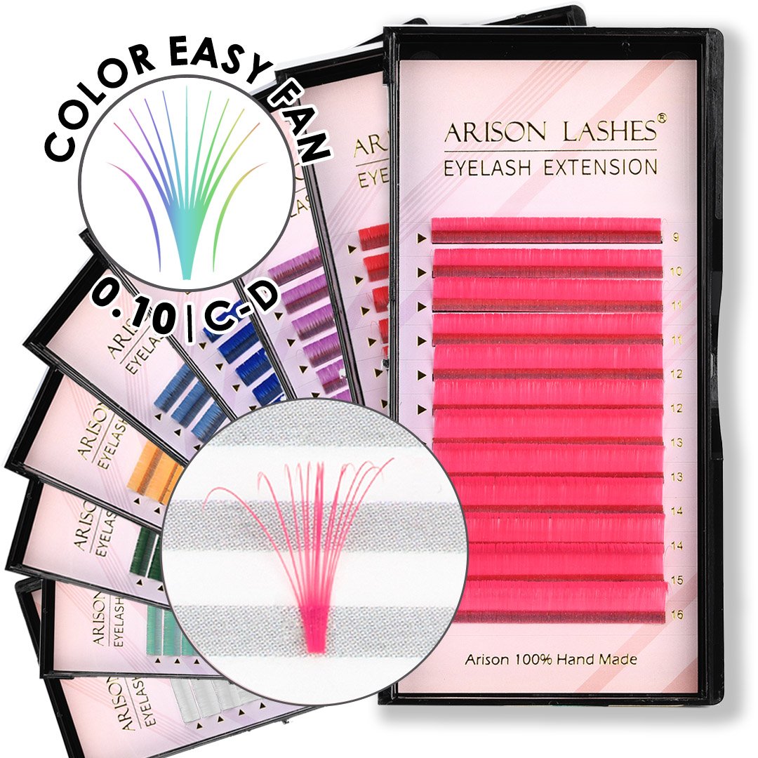 Colored Easy Fan Eyelash Extensions 9PC Kit - 0.07 / 0.10mm
