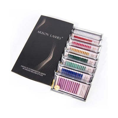 Colored Easy Fan Eyelash Extensions 9PC Kit - 0.07 / 0.10mm