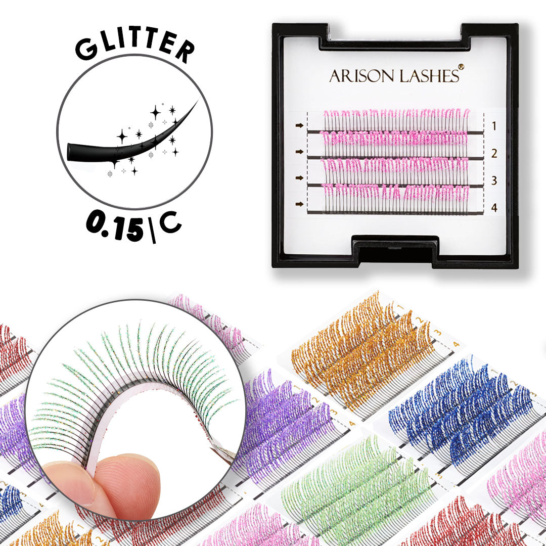 Glitter Eyelash Extensions Mini Tray - 0.15mm